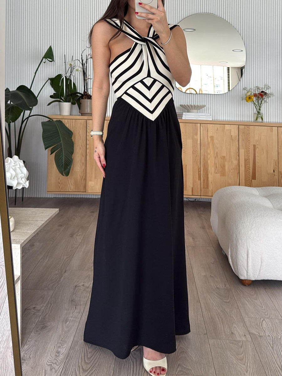 Unique Striped Color Block Dress