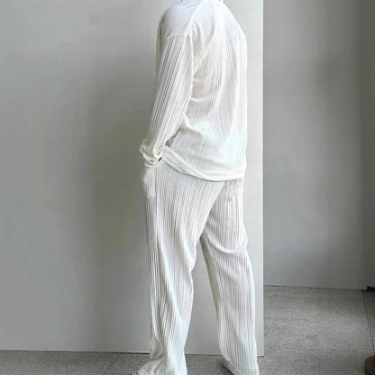 Men’s Casual Button Shirt &amp; Trousers Set