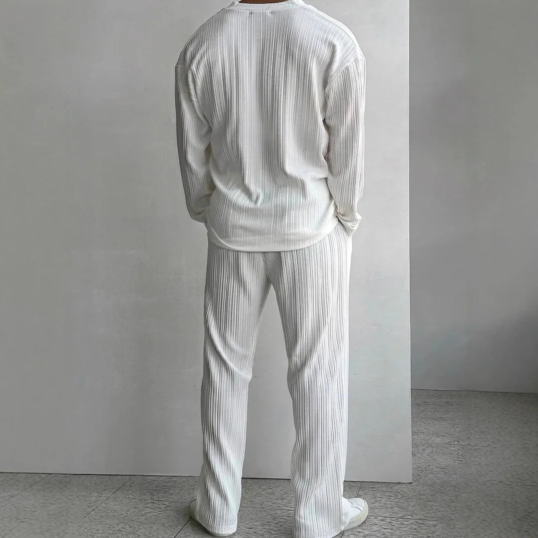 Men’s Casual Button Shirt &amp; Trousers Set