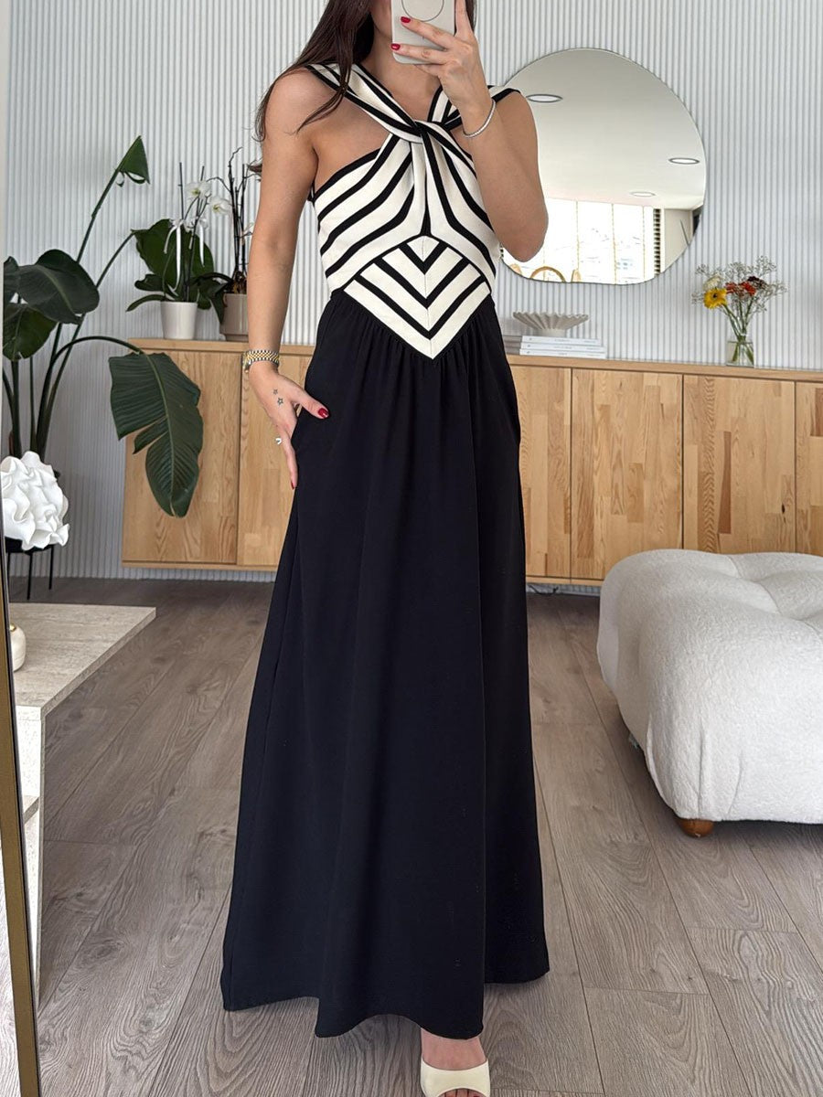Unique Striped Color Block Dress