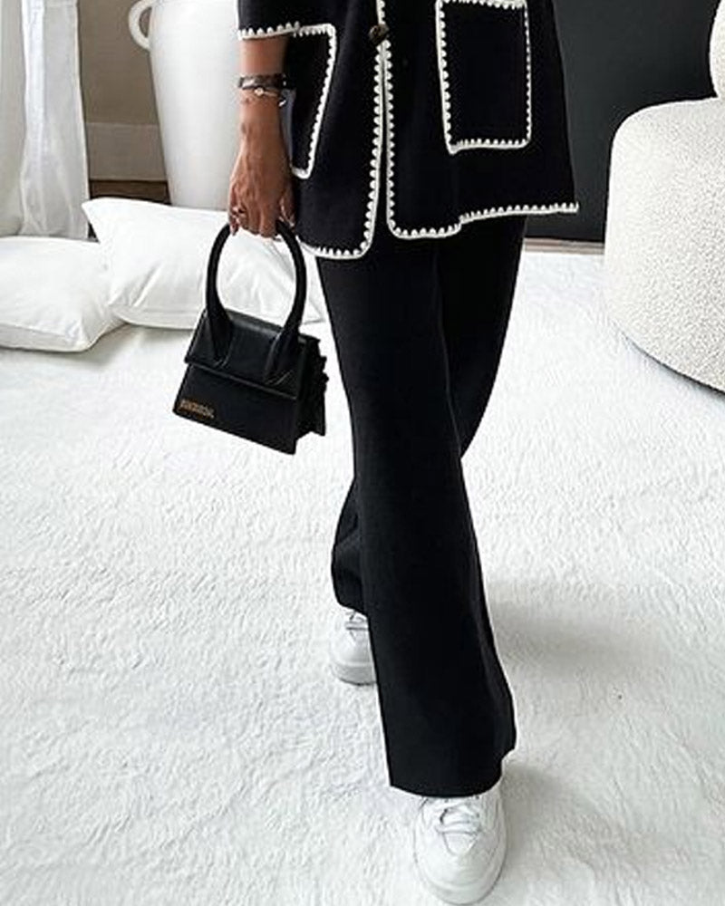 Edge Decorated Jacket & Pants Set