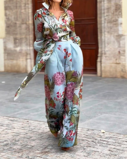 Elegant Printed Shirt &amp; Skirt Set