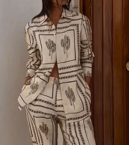 Abstract Geometric Line Two-Piece Set