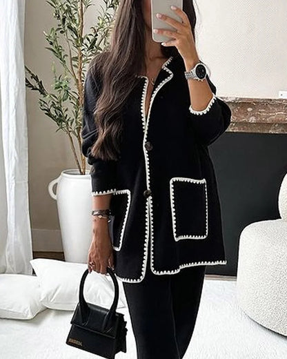Edge Decorated Jacket & Pants Set