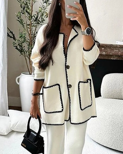 Edge Decorated Jacket & Pants Set